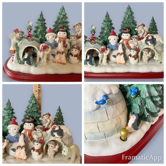 Dreamsicles At the North Pole The Danbury Mint Lighted Cherubs Snowman Christmas - Picture 8 of 10